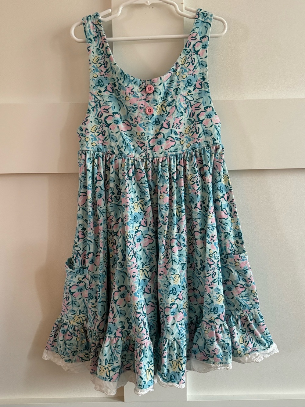 Love Millie Clothing- Girls Floral Ruffle Sundress in Aqua and Pink